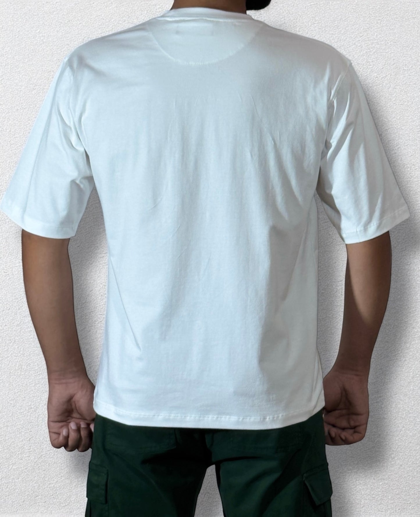 Embroidered Drop Shoulder T-Shirt (Clear White)