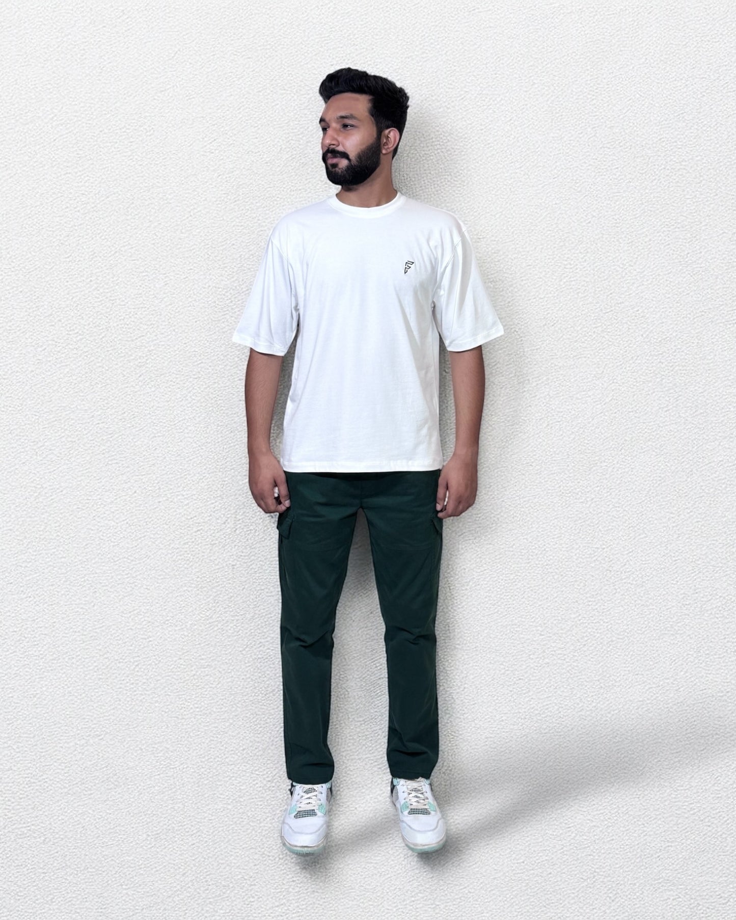 Embroidered Drop Shoulder T-Shirt (Clear White)