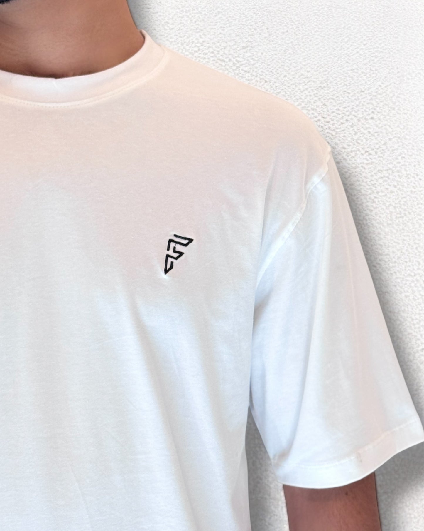 Embroidered Drop Shoulder T-Shirt (Clear White)