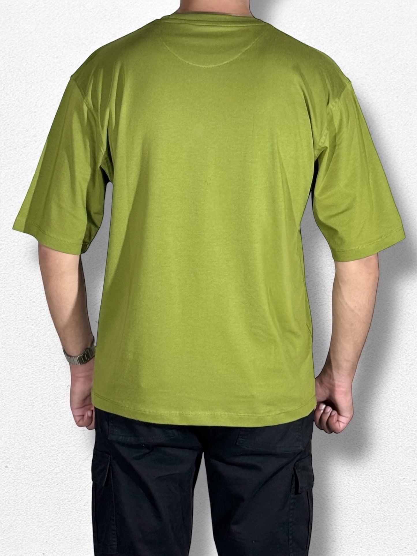 Embroidered Drop Shoulder T-Shirt (Green)