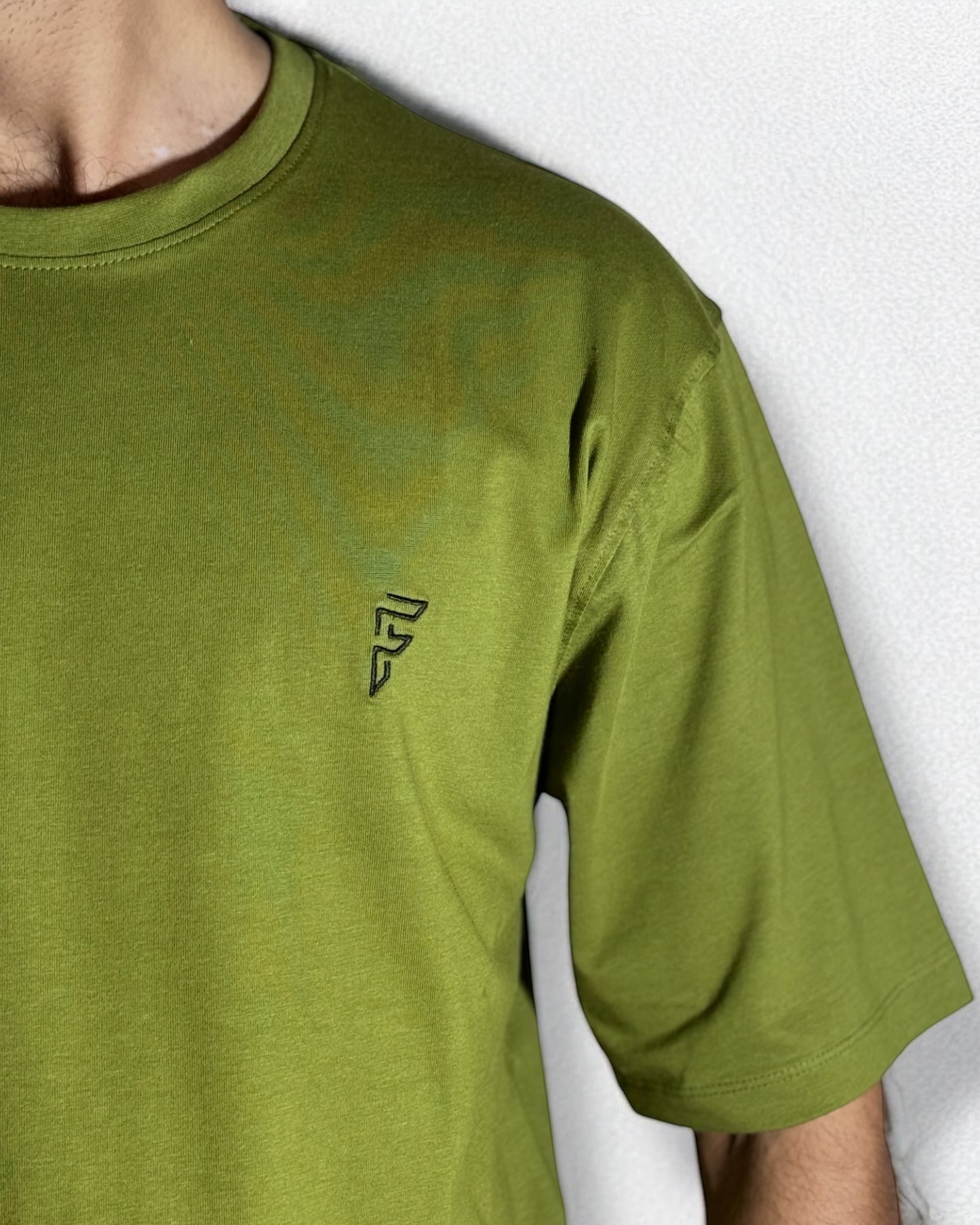 Embroidered Drop Shoulder T-Shirt (Green)