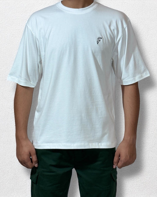 Embroidered Drop Shoulder T-Shirt (Clear White)