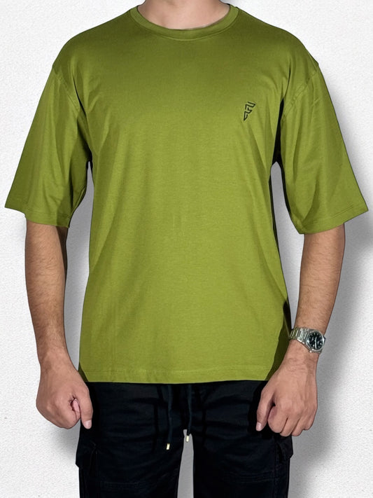 Embroidered Drop Shoulder T-Shirt (Green)