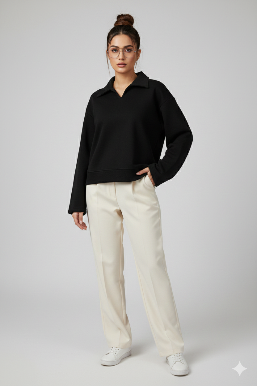 STAND COLLAR SWEAT SHIRT