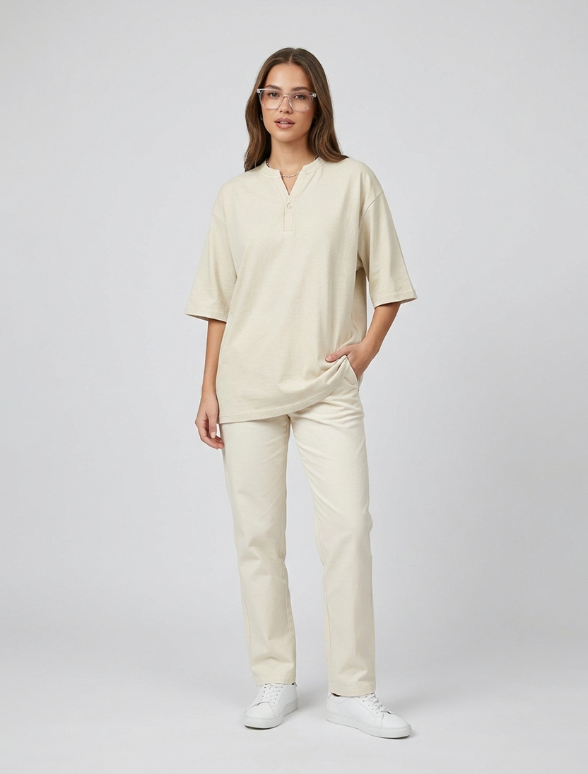 STRETCHY HENLEY TOP